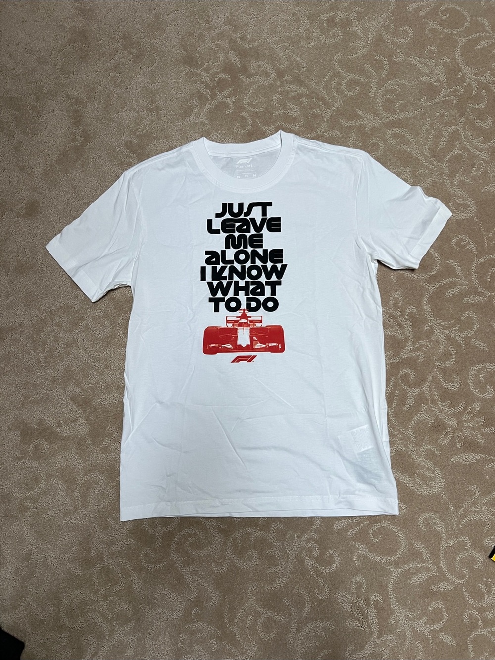 Formula 1 Kimi Raikkonen White Graphic Tee - "Just Leave Me Alone"